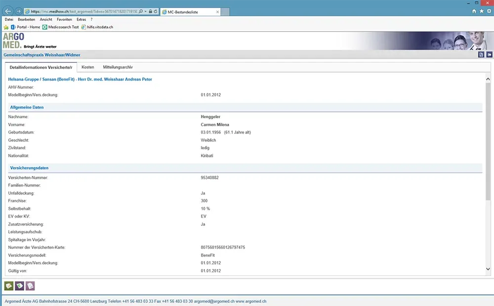 Screenshot Argo Med Managed Care