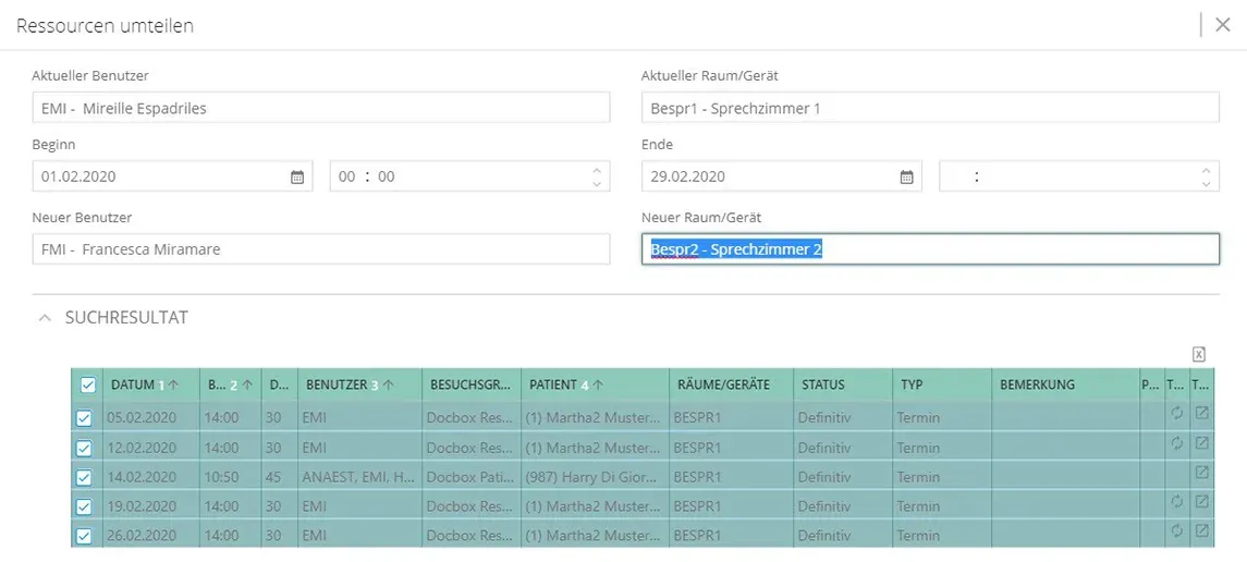 vitomed Praxissoftware Agenda_Ressourcen